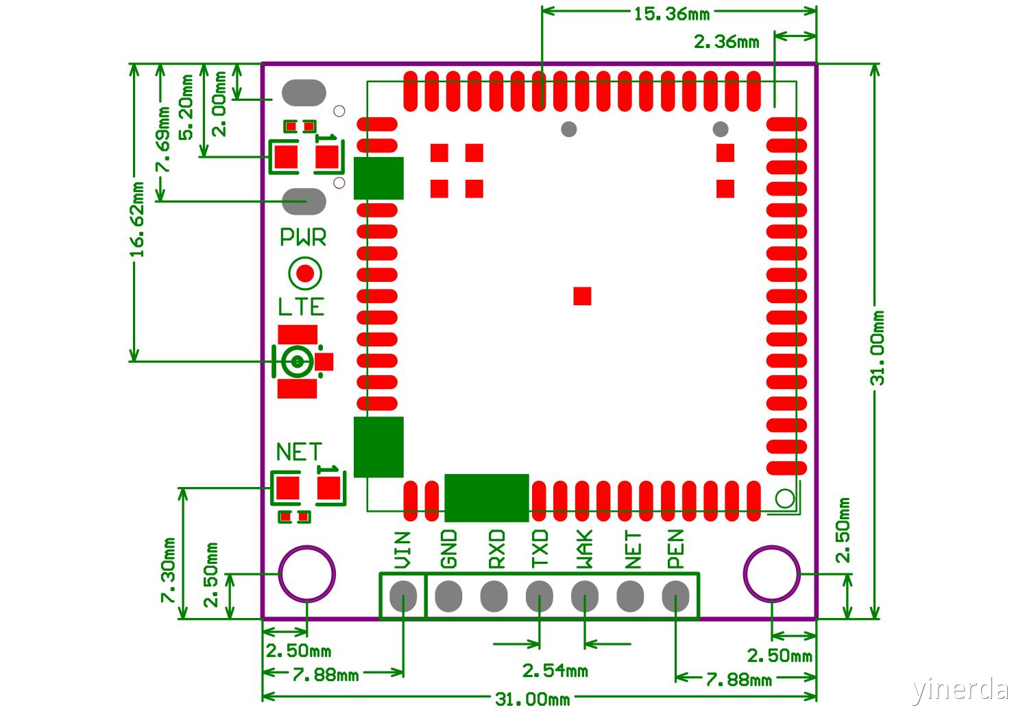 PCB 尺寸图